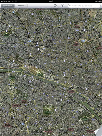 l'application google maps depuis l'ipad