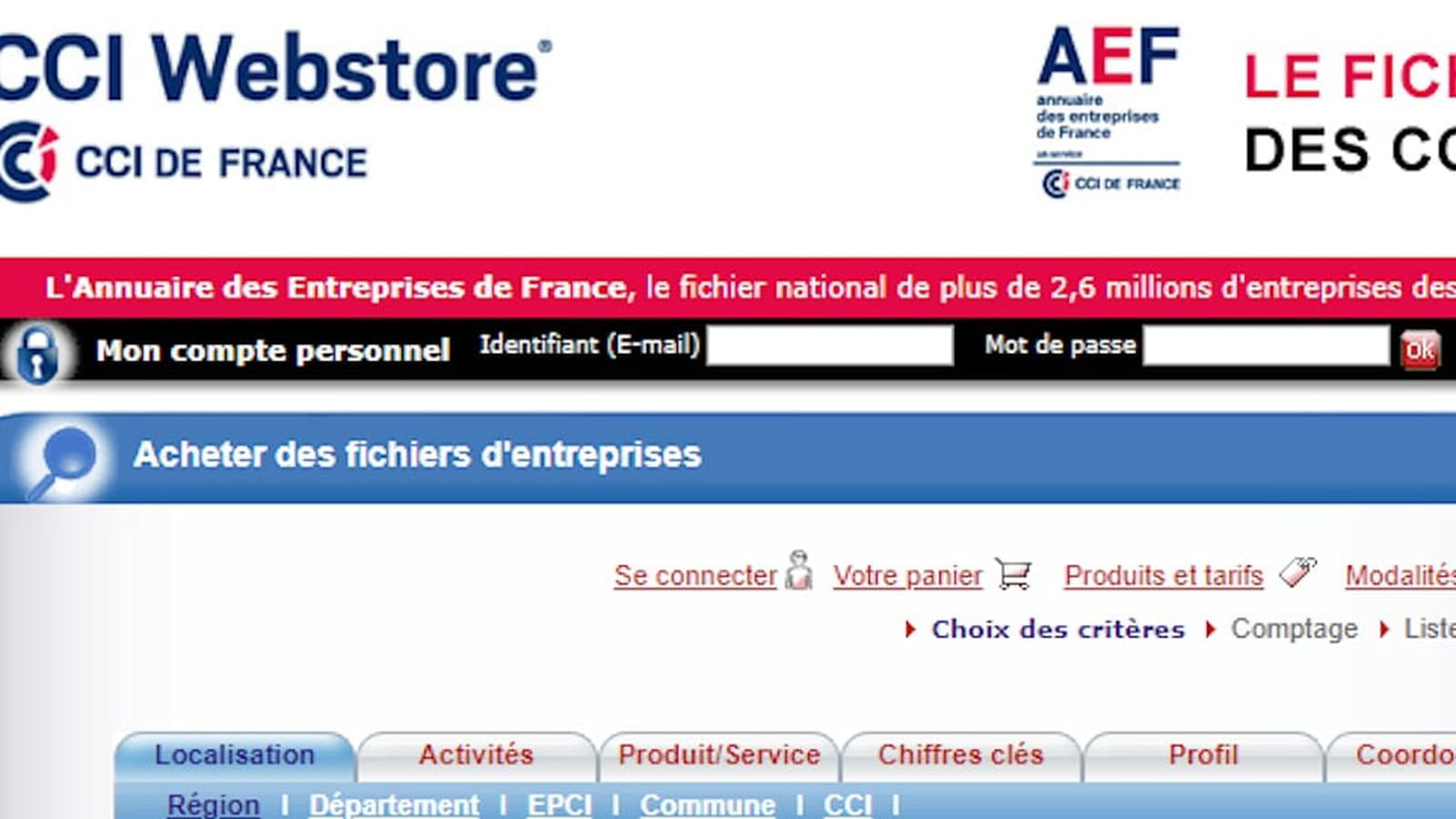 Fichier d'entreprises