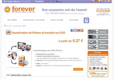 le site for-ever spécialisation dans la numérisation de photos, diapositives,