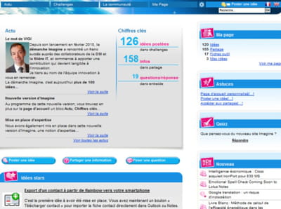copie d'écran de la page d'accueil de l'intranet imagine de la dsi de gdf-suez.