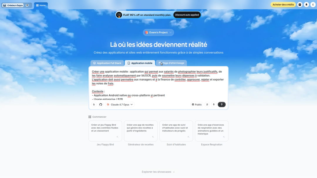 Interface d'accueil Emergent