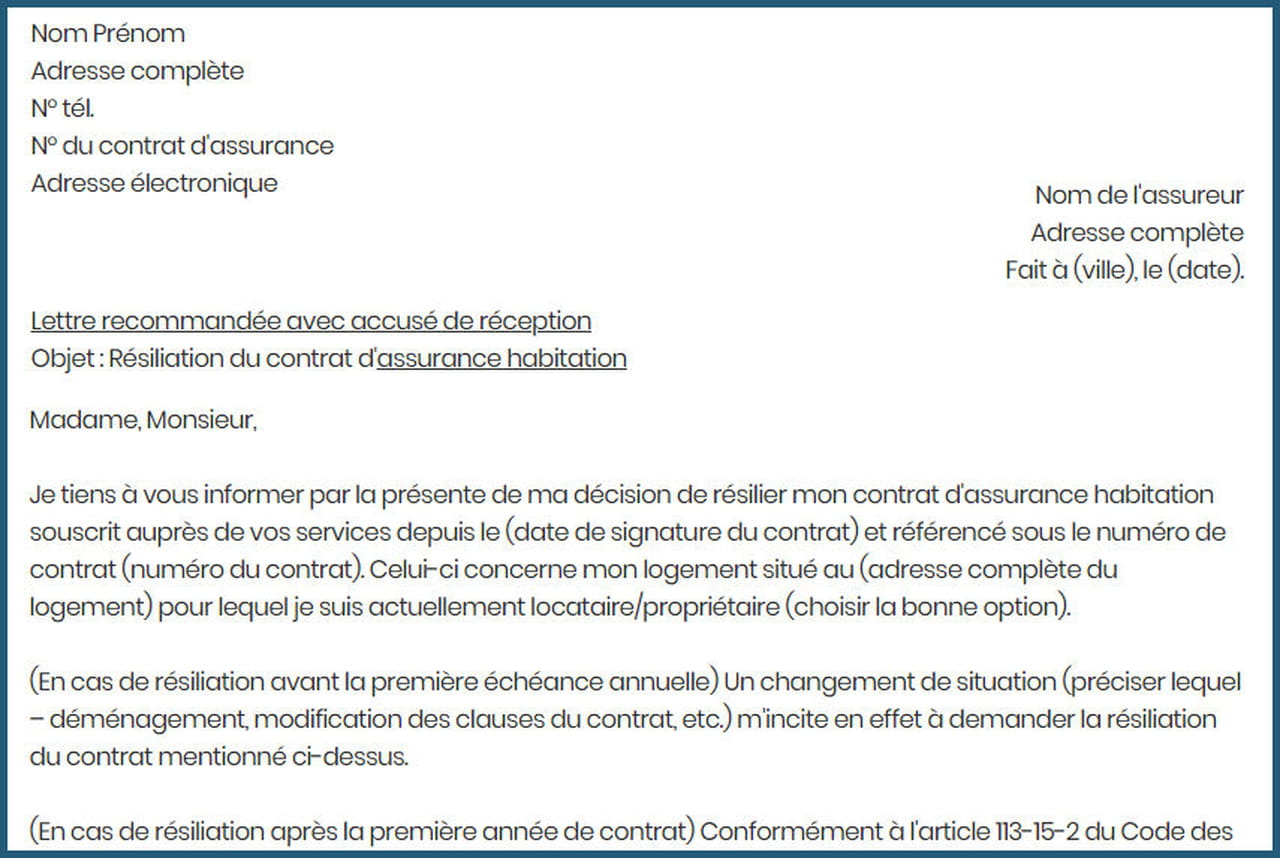 Lettre De R siliation D un Abonnement Avec Un Op rateur T l com RERLCT