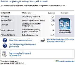 chaque élément de l'ordinateur peut être noté par windows 7