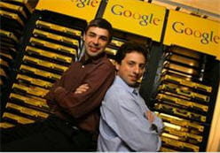 les deux fondateurs larry page et sergey brin, en 2003 