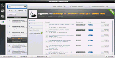 suggestions de matching sur spy commerce