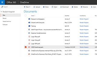 interface de microsoft onedrive.