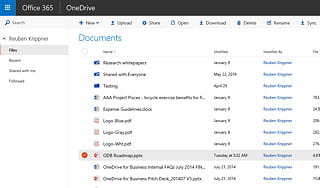 interface de microsoft onedrive. 