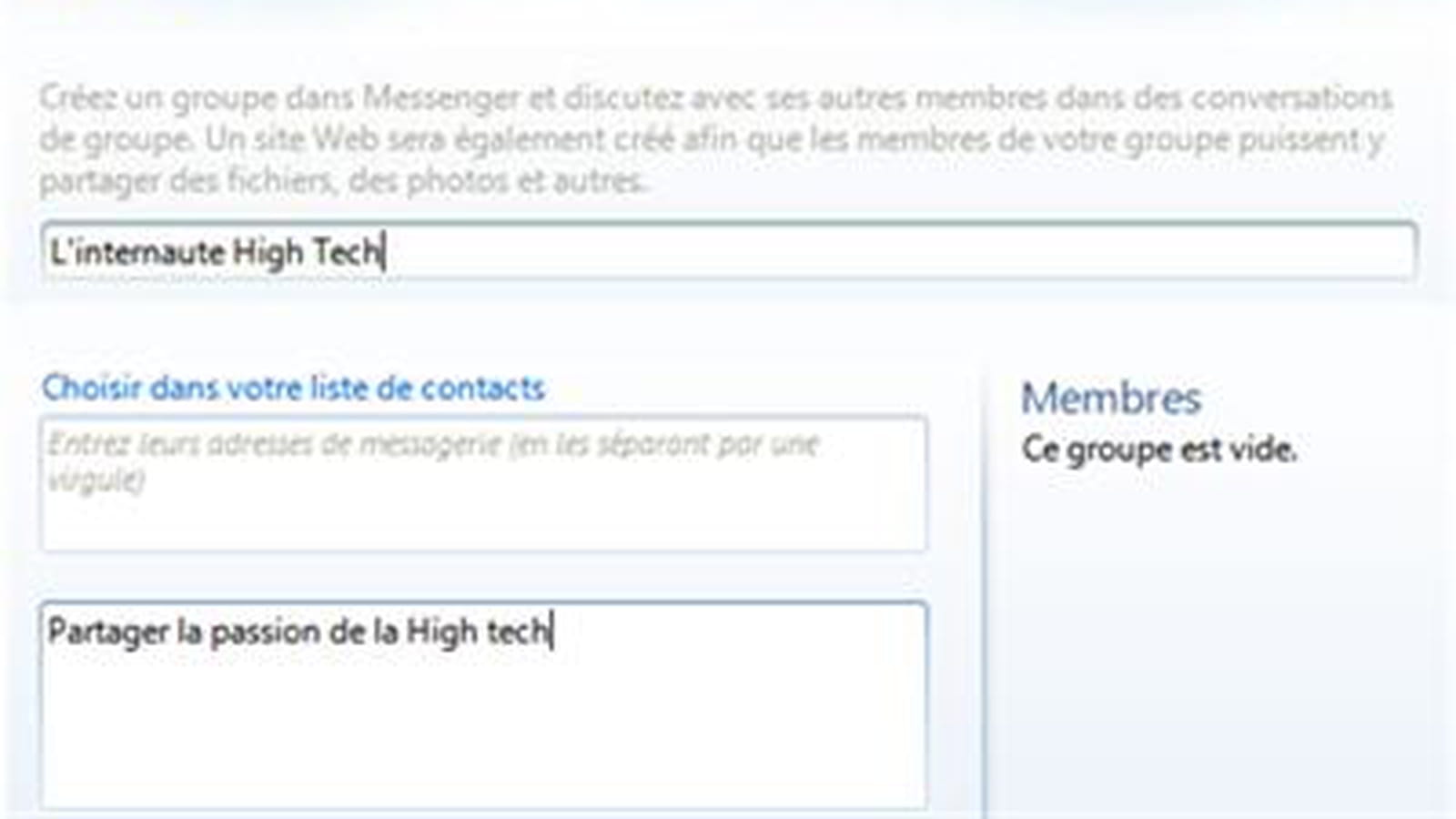 Groupe de contacts