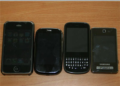 l'iphone, le pre, le pixi et un samsung 480.