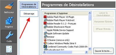 filtrer les logiciels inutiles au démarrage