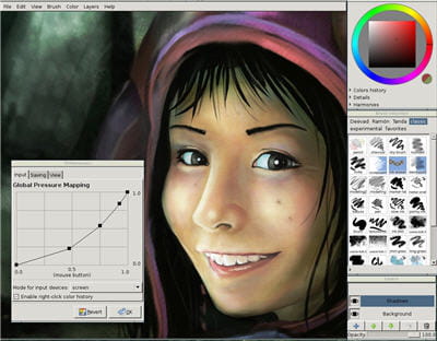 copie d'écran du logiciel proposé sur le site mypaint.