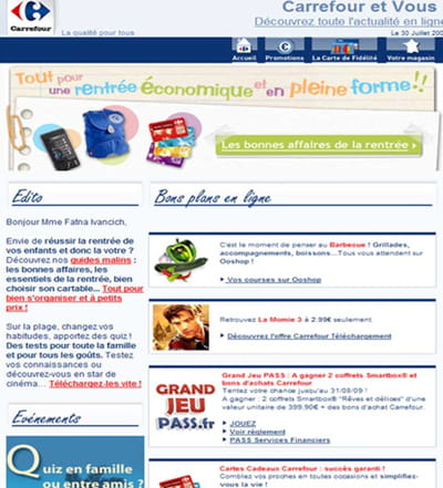 extrait de l'e-mailing de carrefour
