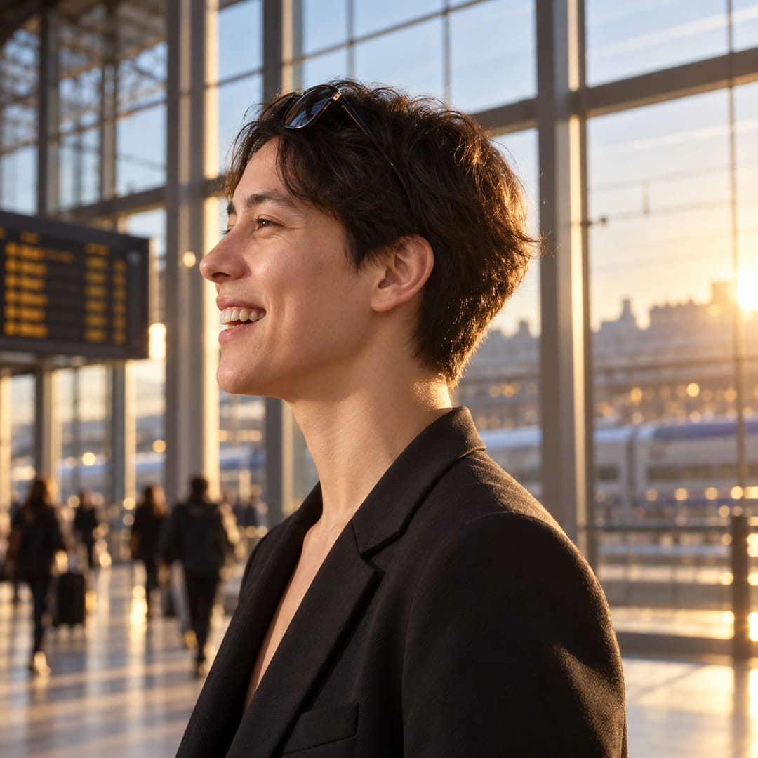 Portrait en gare généré par GPT Image