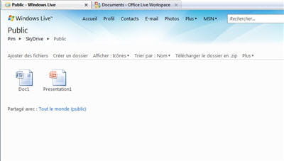 l'espace de stockage et de travail en ligne