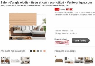 au bas de la fiche produit, le moteur remonte les articles similaires