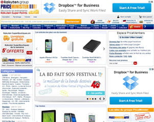 la page d'accueil de priceminister.