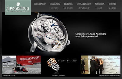 la page d'accueil du site d'audemars piguet