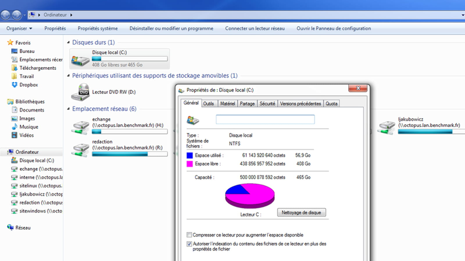 L'Espace sur le disque dur