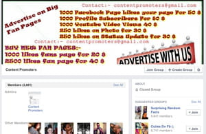 des sites proposent l'achat ou la vente de pages facebook.