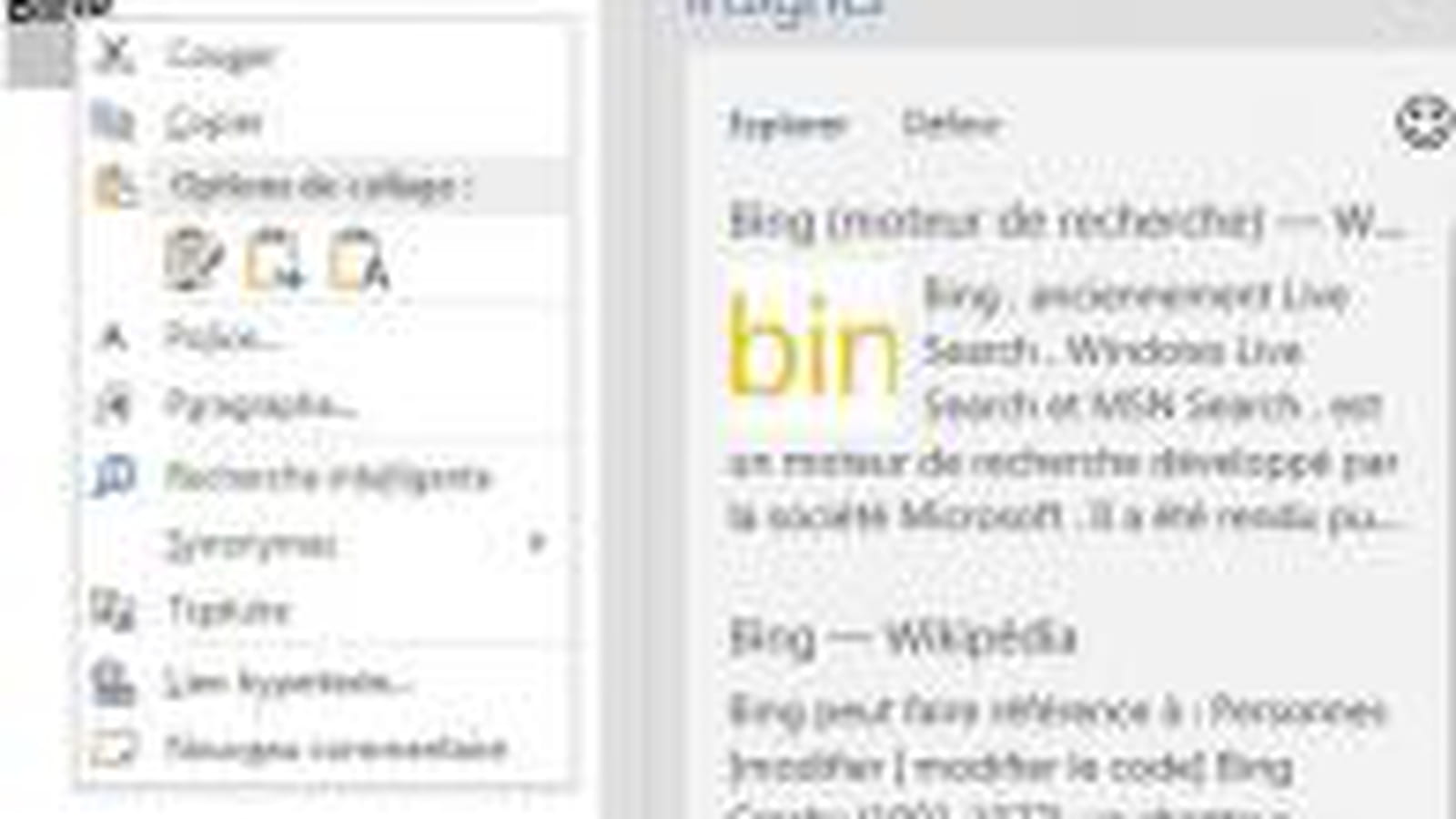 Recherche avec Bing