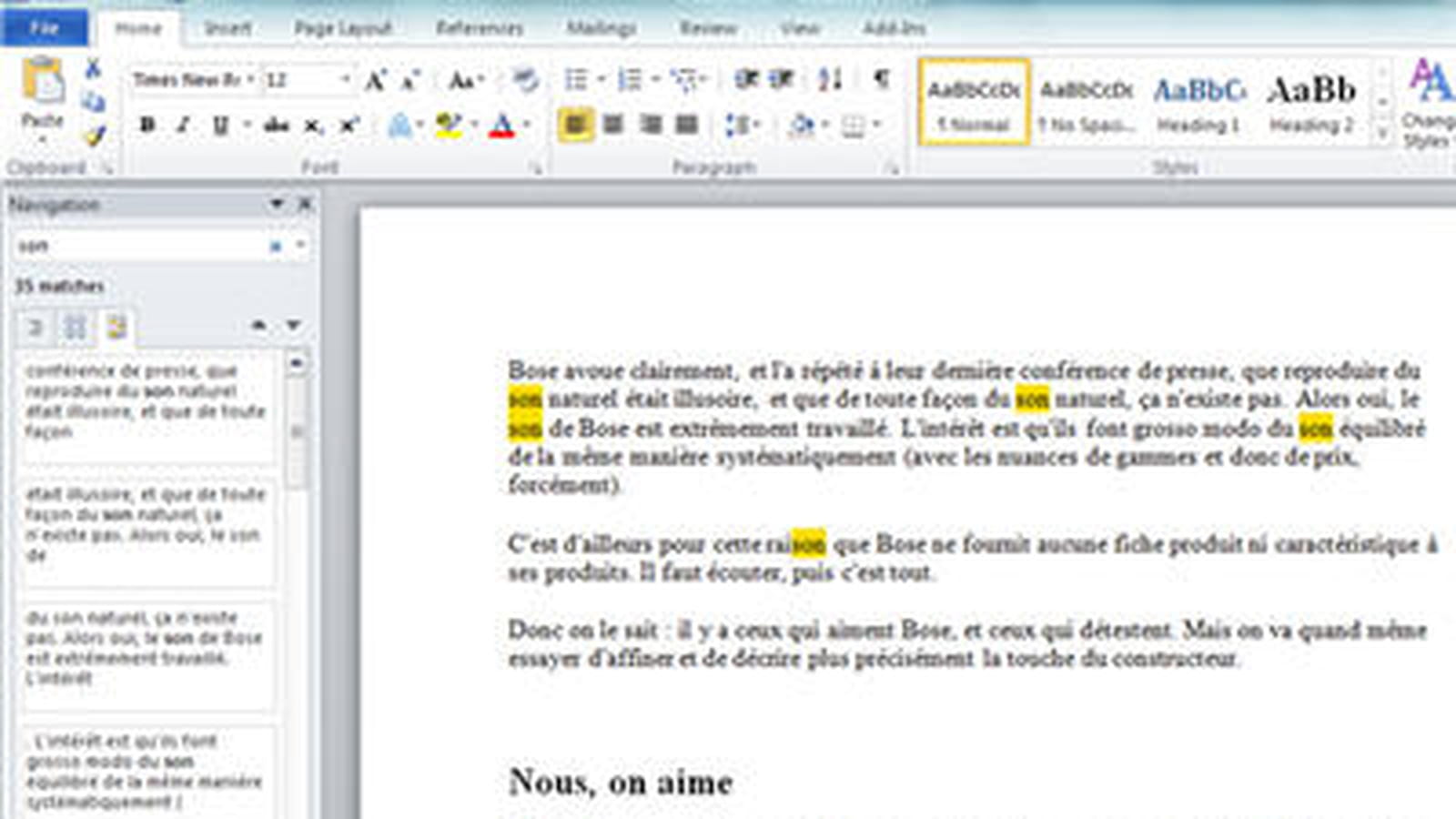 Recherche améliorée