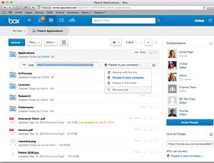 l'interface de box révèle une solution plus proche d'un outil collaboratif.