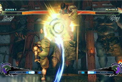 ibuki et guy s'affrontent dans un duel de ninjas.