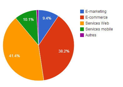 répartition des montants investis dans le web français par secteur en 2013.