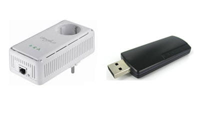 un adaptateur cpl et une clé usb wifi