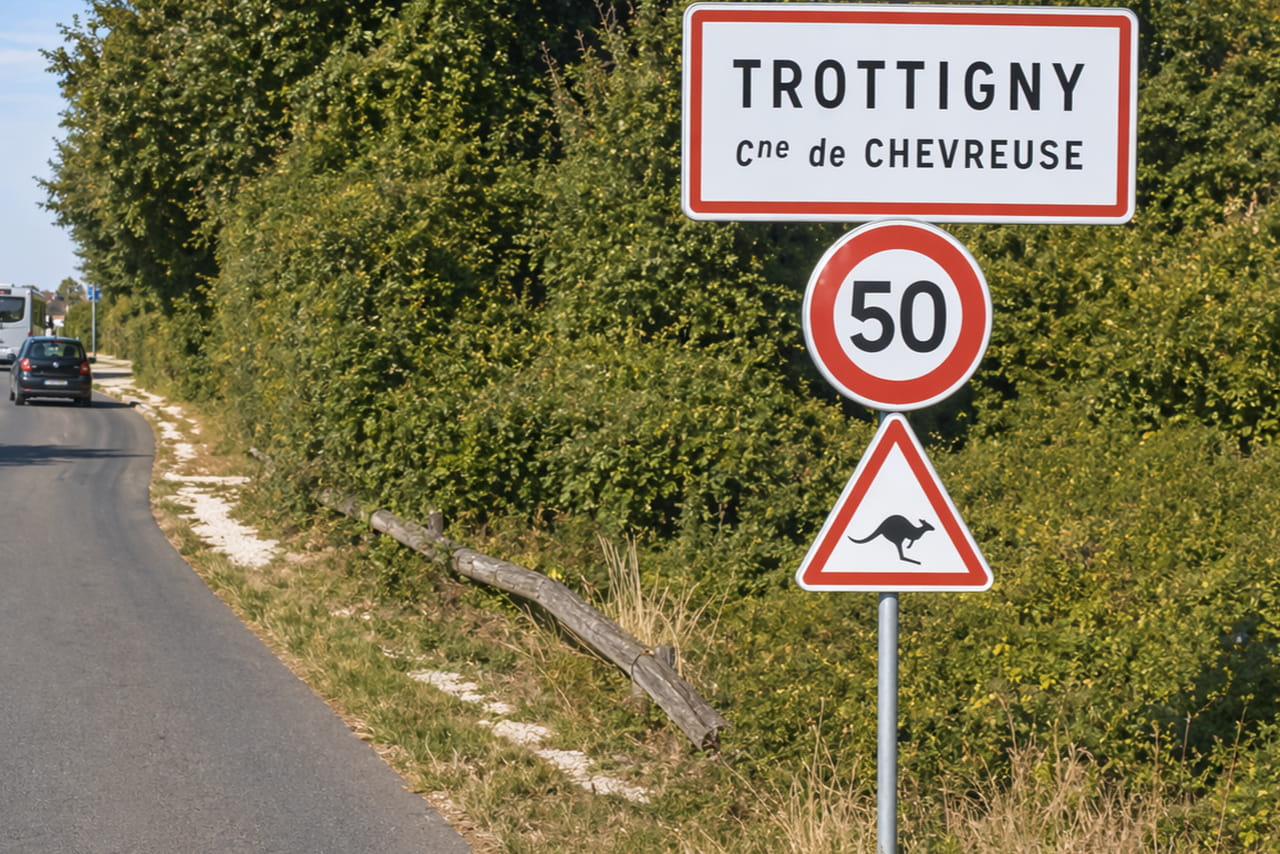Un "panneau kangourou" installé en France pour faire ralentir les conducteurs : jusqu'à 40 accrochages par an avec cet animal