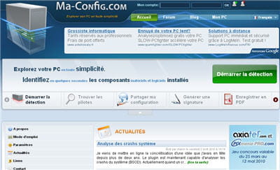 la page d'accueil du service