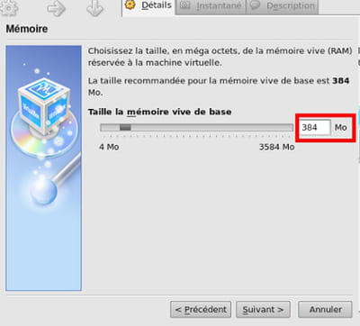 taille mémoire vive - virtualbox 