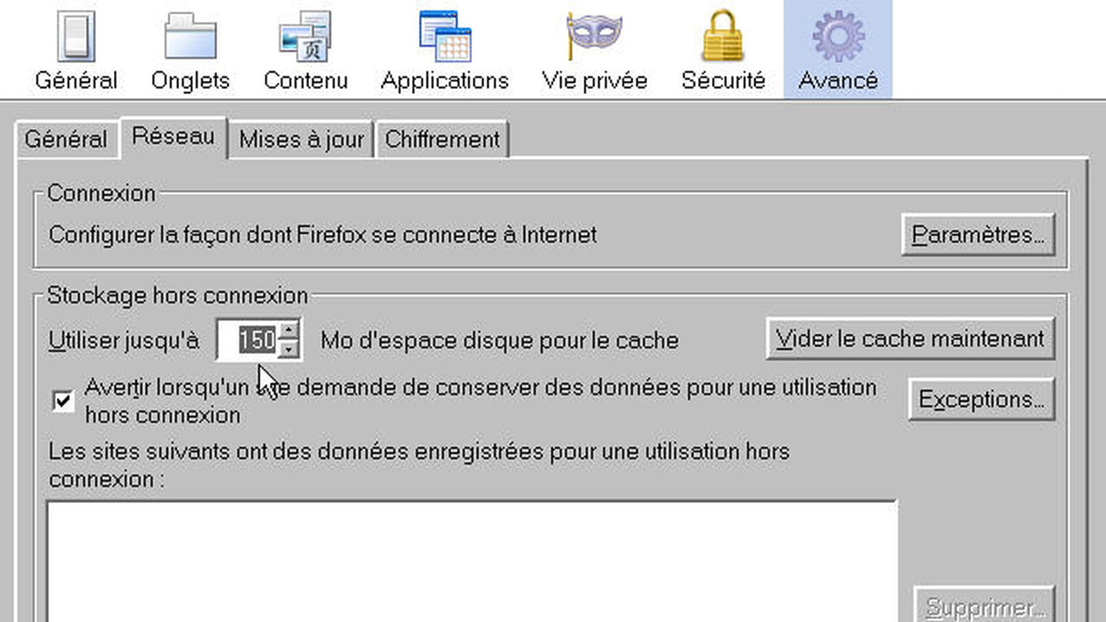 Augmenter le cache