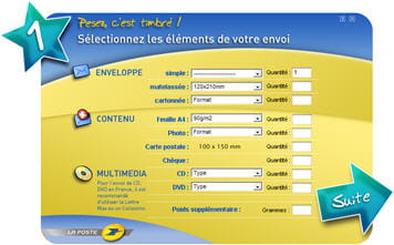 application de calcul du coût d'un envoi