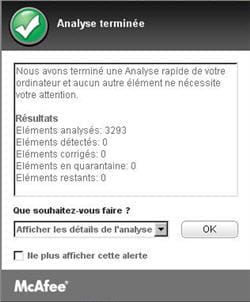 l'analyse rapide de mcafee