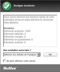 l'analyse rapide de mcafee 