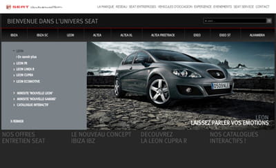 exemple d'une page d'accueil produit sur seat.fr 