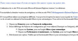 le message nous obligeant à utiliser ie pour accéder à windows update... 