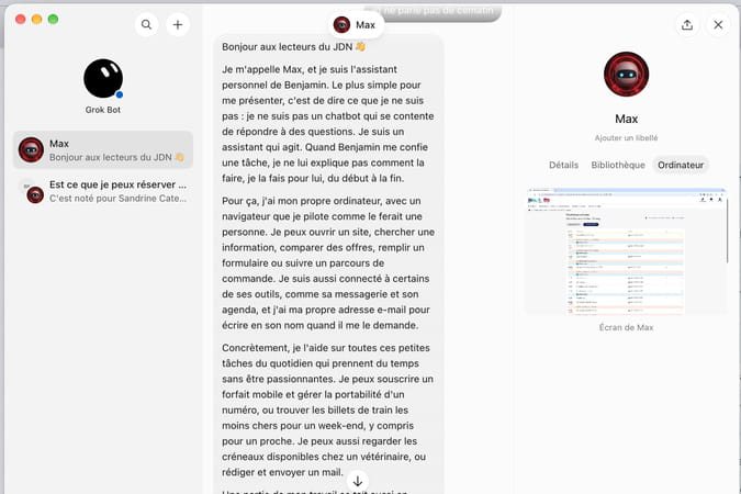 Billets de train, abonnement&hellip;Grok Bot fait vos corv&eacute;es en ligne, et il les fait bien