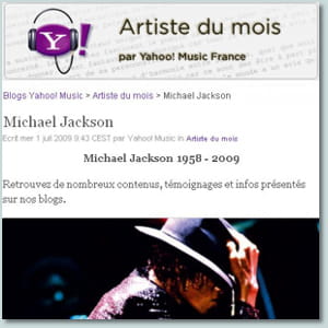 capture d'écran du site yahoo music.