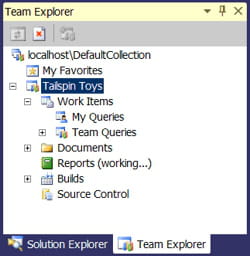 environnement de travail sur votre serveur tfs.