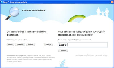 la fenêtre pour importer ses contacts.