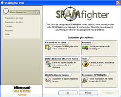 menu principal de spamfighter