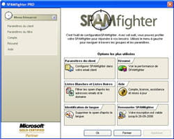 menu principal de spamfighter 