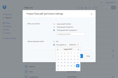 passwords expirations for shared links