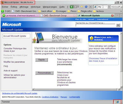 ce n'est pas un montage ! le site de windows update croit qu'on utilise ie