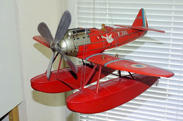 Hydravion Avion Mecavion - O'range Metalic Jouets anciens et vintages