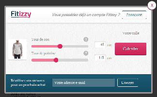 l'utilisateur renseigne 2 mensurations ou se connecte à son compte fitizzy