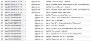 la nouvelle liste des modifications dans google analytics.