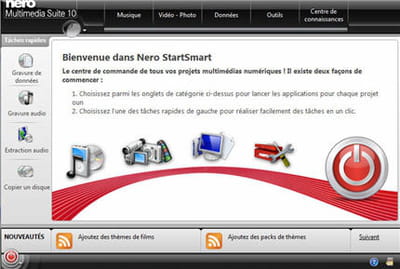 smartstart donne accès à tous les outils de la suite nero. et ce n'est pas